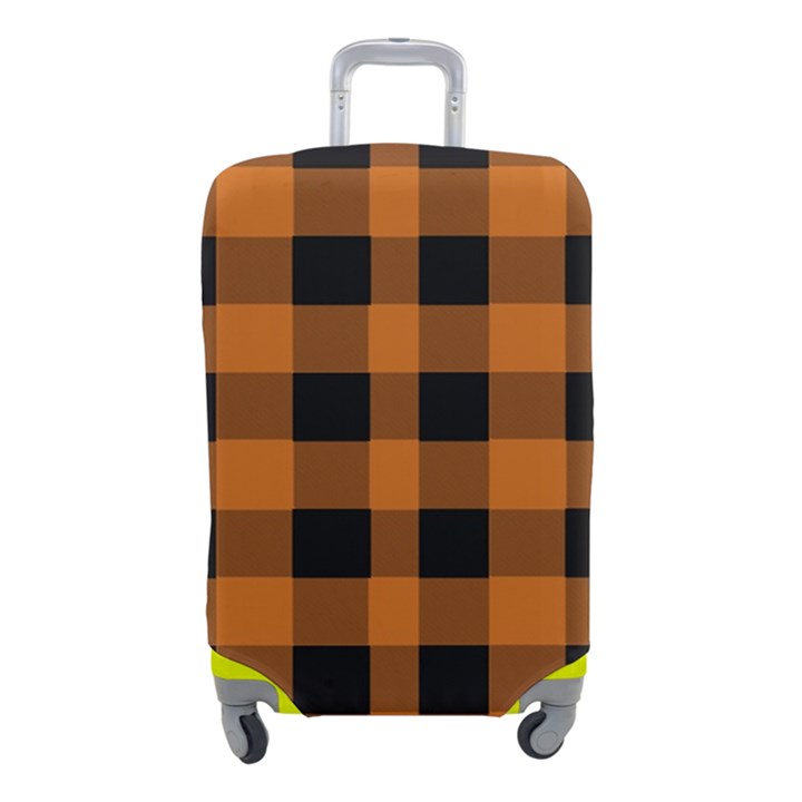 Orange black Halloween inspired plaids Luggage Cover (Small)