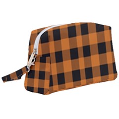 Orange Black Halloween Inspired Plaids Wristlet Pouch Bag (large) by ConteMonfrey