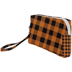 Orange Black Halloween Inspired Plaids Wristlet Pouch Bag (small) by ConteMonfrey