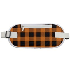 Orange Black Halloween Inspired Plaids Rounded Waist Pouch by ConteMonfrey