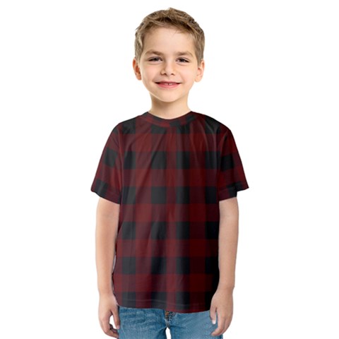 Dark Red Classic Plaids Kids  Sport Mesh Tee by ConteMonfrey