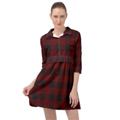 Dark Red Classic Plaids Mini Skater Shirt Dress by ConteMonfrey