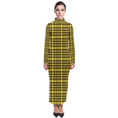 Yellow Small Plaids Turtleneck Maxi Dress by ConteMonfrey