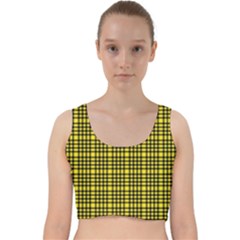 Yellow Small Plaids Velvet Racer Back Crop Top by ConteMonfrey