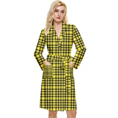 Yellow Small Plaids Long Sleeve Velour Robe by ConteMonfrey