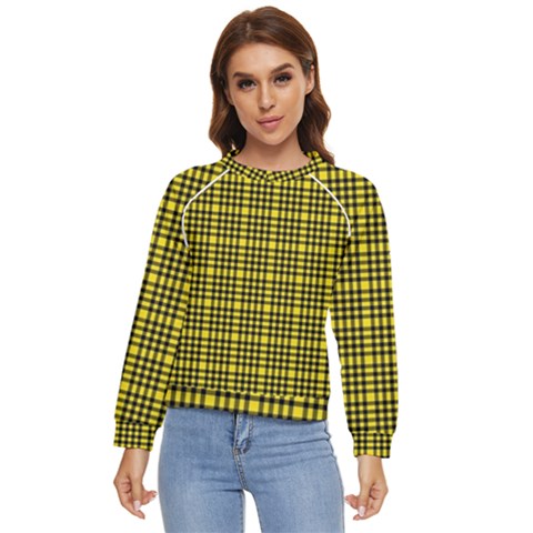 Yellow Small Plaids Women s Long Sleeve Raglan Tee by ConteMonfrey