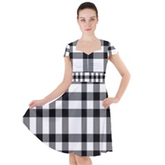 Black White Plaids  Cap Sleeve Midi Dress by ConteMonfrey