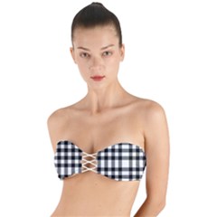 Black White Plaids  Twist Bandeau Bikini Top by ConteMonfrey