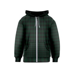 Black And Dark Green Small Plaids Kids  Zipper Hoodie by ConteMonfrey