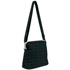 Black And Dark Green Small Plaids Zipper Messenger Bag by ConteMonfrey