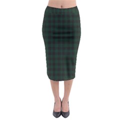 Black And Dark Green Small Plaids Midi Pencil Skirt by ConteMonfrey