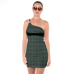 Black And Dark Green Small Plaids One Soulder Bodycon Dress by ConteMonfrey