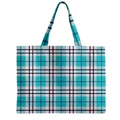 Black, White And Blue Turquoise Plaids Zipper Mini Tote Bag by ConteMonfrey