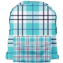 Black, white and blue turquoise plaids Giant Full Print Backpack