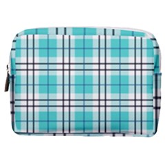Black, white and blue turquoise plaids Make Up Pouch (Medium)