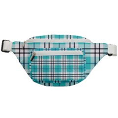 Black, white and blue turquoise plaids Fanny Pack