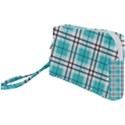 Black, white and blue turquoise plaids Wristlet Pouch Bag (Small) View1