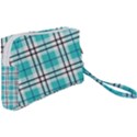 Black, white and blue turquoise plaids Wristlet Pouch Bag (Small) View2