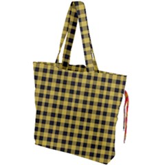 Black And Yellow Small Plaids Drawstring Tote Bag by ConteMonfrey
