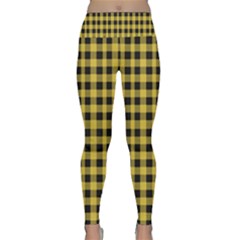 Black And Yellow Small Plaids Lightweight Velour Classic Yoga Leggings by ConteMonfrey