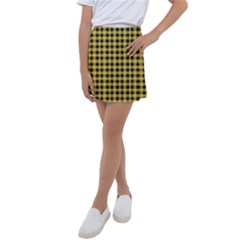 Black And Yellow Small Plaids Kids  Tennis Skirt by ConteMonfrey