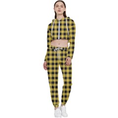 Black And Yellow Small Plaids Cropped Zip Up Lounge Set by ConteMonfrey