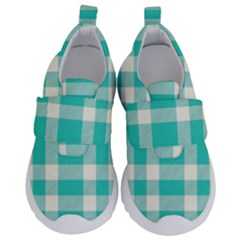 Turquoise Plaids Kids  Velcro No Lace Shoes by ConteMonfrey