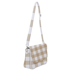 Clean Brown And White Plaids Shoulder Bag With Back Zipper by ConteMonfrey