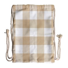 Clean Brown And White Plaids Drawstring Bag (large) by ConteMonfrey