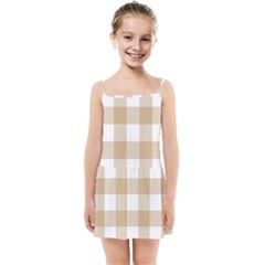 Clean Brown And White Plaids Kids  Summer Sun Dress by ConteMonfrey