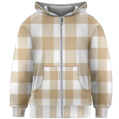 Clean Brown And White Plaids Kids  Zipper Hoodie Without Drawstring by ConteMonfrey