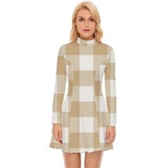 Clean Brown And White Plaids Long Sleeve Velour Longline Dress by ConteMonfrey