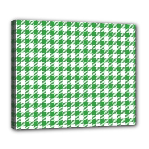 Straight Green White Small Plaids Deluxe Canvas 24  X 20  (stretched) by ConteMonfrey