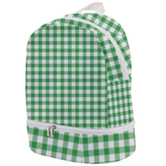 Straight Green White Small Plaids Zip Bottom Backpack by ConteMonfrey