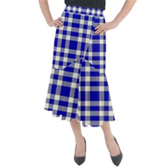 Blue Plaids Bic Big Plaids Midi Mermaid Skirt by ConteMonfrey