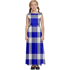 Blue Plaids Bic Big Plaids Kids  Satin Sleeveless Maxi Dress by ConteMonfrey