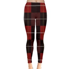 Modern Red Plaids Leggings  by ConteMonfrey