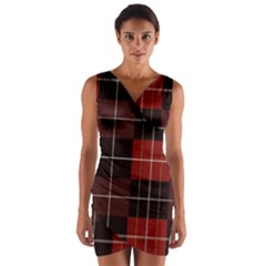 Modern Red Plaids Wrap Front Bodycon Dress by ConteMonfrey