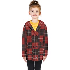 Modern Red Plaids Kids  Double Breasted Button Coat by ConteMonfrey