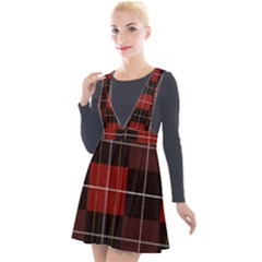 Modern Red Plaids Plunge Pinafore Velour Dress by ConteMonfrey