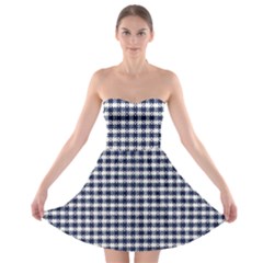 Small Blue And White Plaids Strapless Bra Top Dress by ConteMonfrey