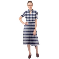 Small Blue And White Plaids Keyhole Neckline Chiffon Dress by ConteMonfrey