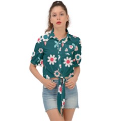 Cute Flowers Flower Seamless Model Spring Tie Front Shirt 