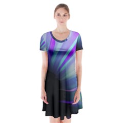 Mirror Fractal Short Sleeve V-neck Flare Dress by Sparkle