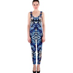 Cobalt Arabesque One Piece Catsuit by kaleidomarblingart