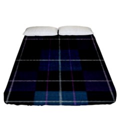 Blue Black Modern Plaids Fitted Sheet (king Size) by ConteMonfrey