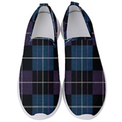 Blue Black Modern Plaids Men s Slip On Sneakers by ConteMonfrey