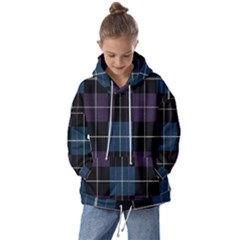 Blue Black Modern Plaids Kids  Oversized Hoodie by ConteMonfrey