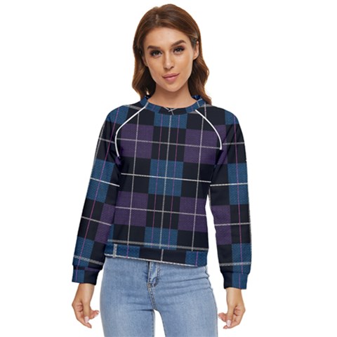 Blue Black Modern Plaids Women s Long Sleeve Raglan Tee by ConteMonfrey