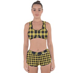 Black And Yellow Small Plaids Racerback Boyleg Bikini Set by ConteMonfrey